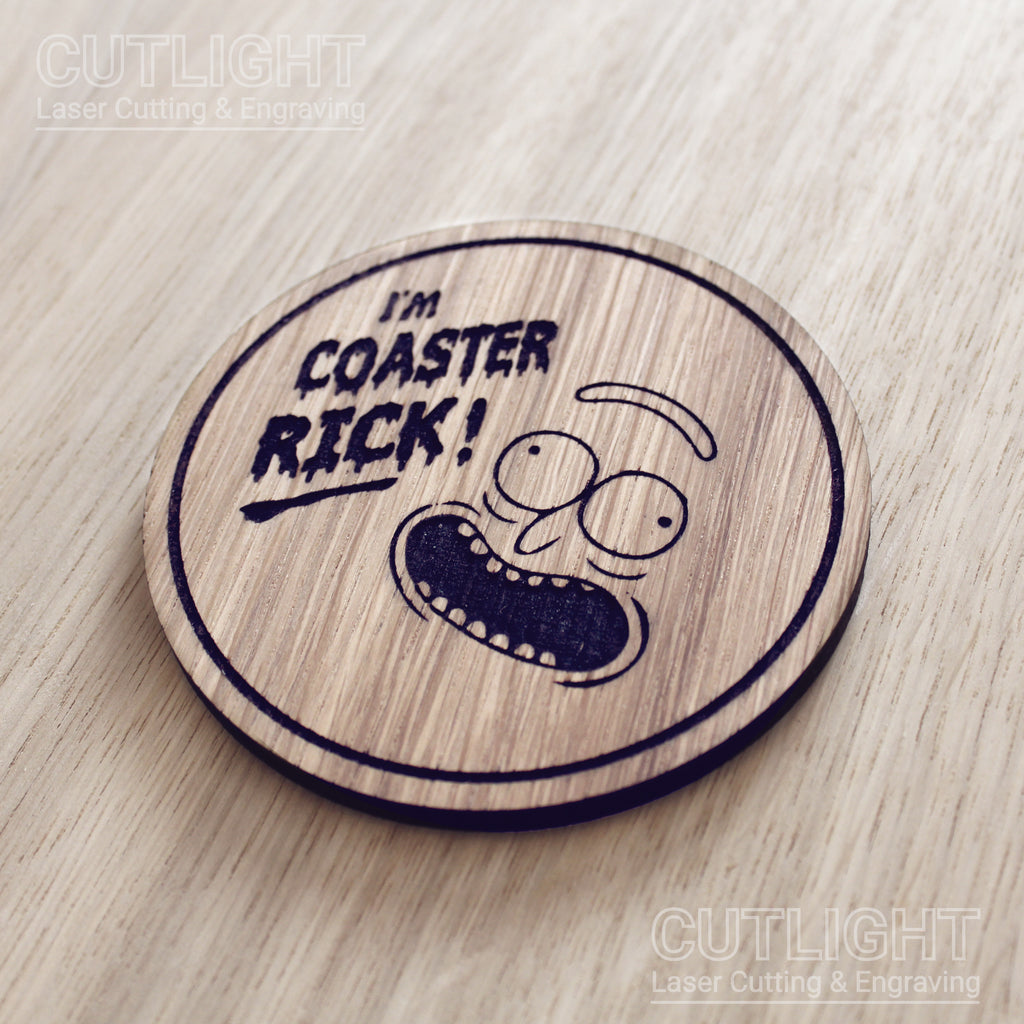 Laser cut wooden coaster personalised. Coaster Rick