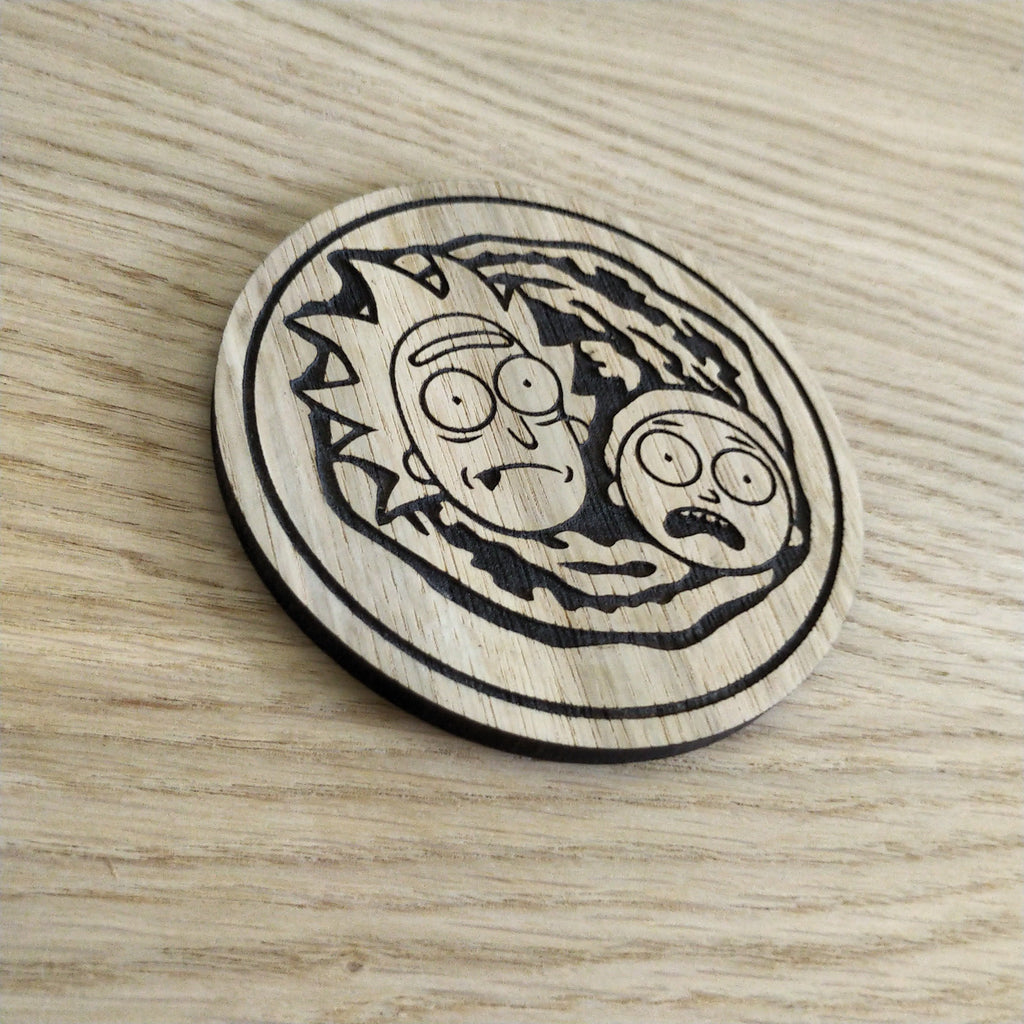 Laser cut wooden coaster. Rick