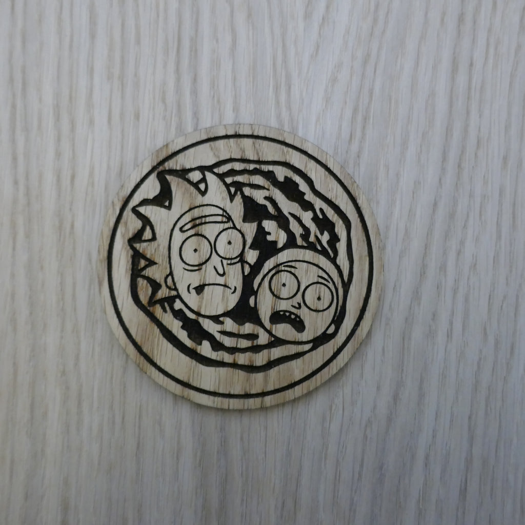 Laser cut wooden coaster. Rick