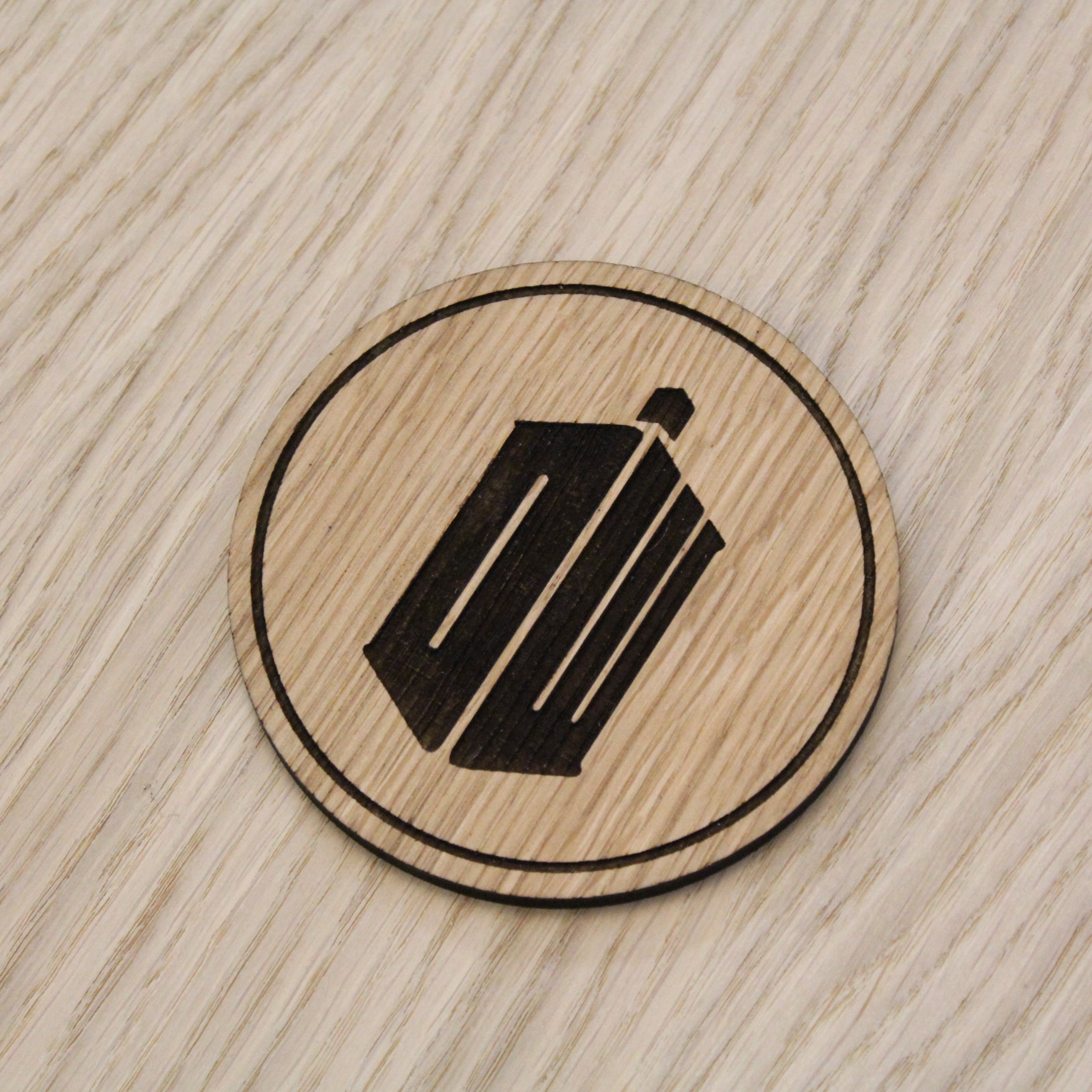 Laser cut wooden coaster. Tardis