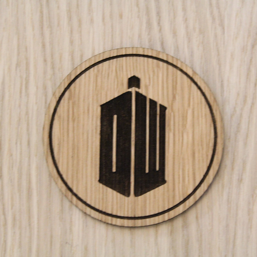 Laser cut wooden coaster. Tardis