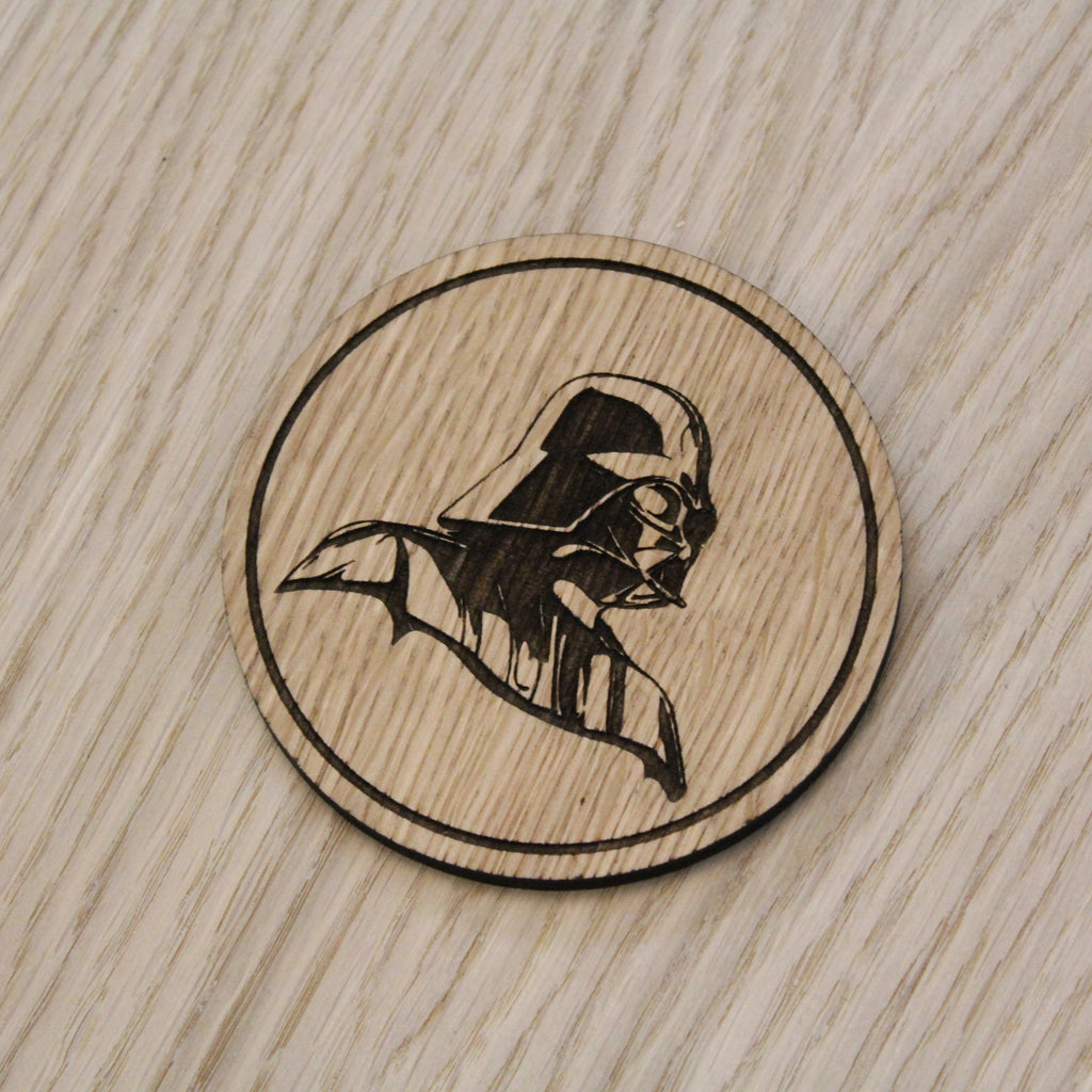 Laser cut wooden coaster personalised. Dark Lord