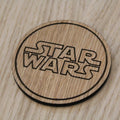 Laser cut wooden coaster. Space fan film