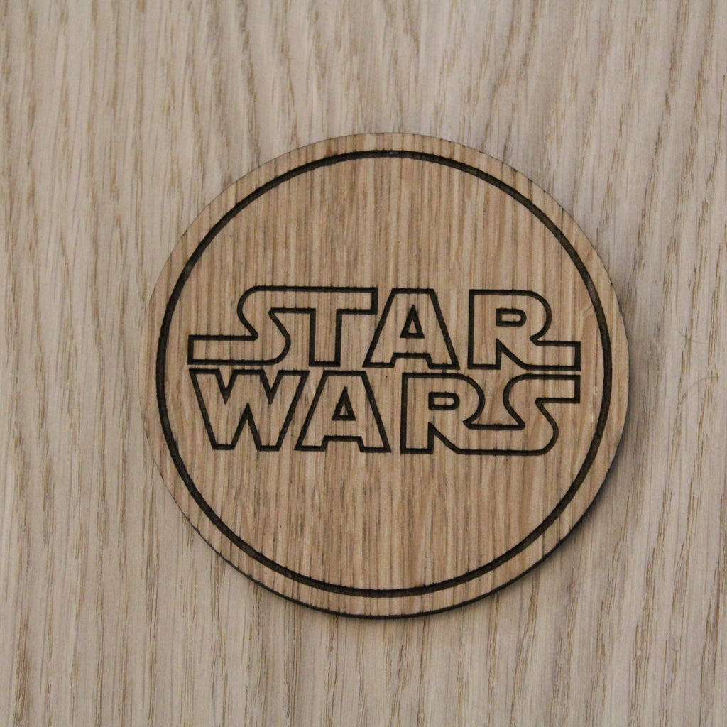 Laser cut wooden coaster. Space fan film