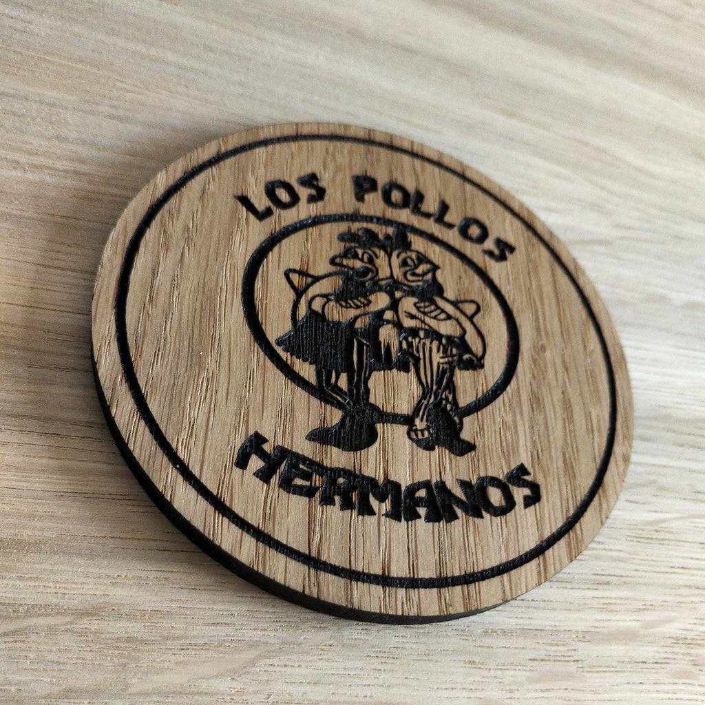 Laser cut wooden coaster personalised. Los Pollos Hermanos