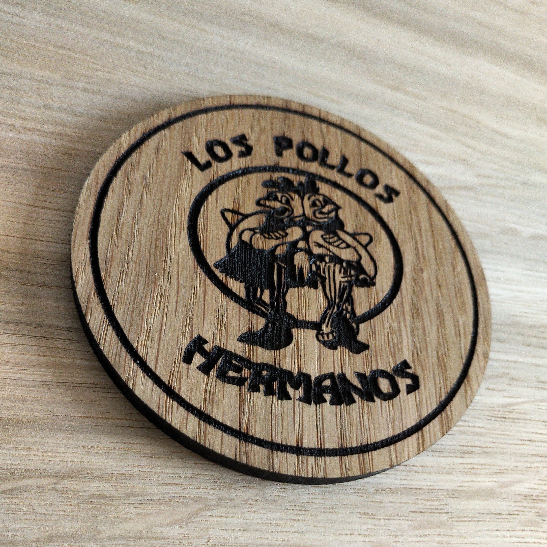 Laser cut wooden coaster personalised. Los Pollos Hermanos