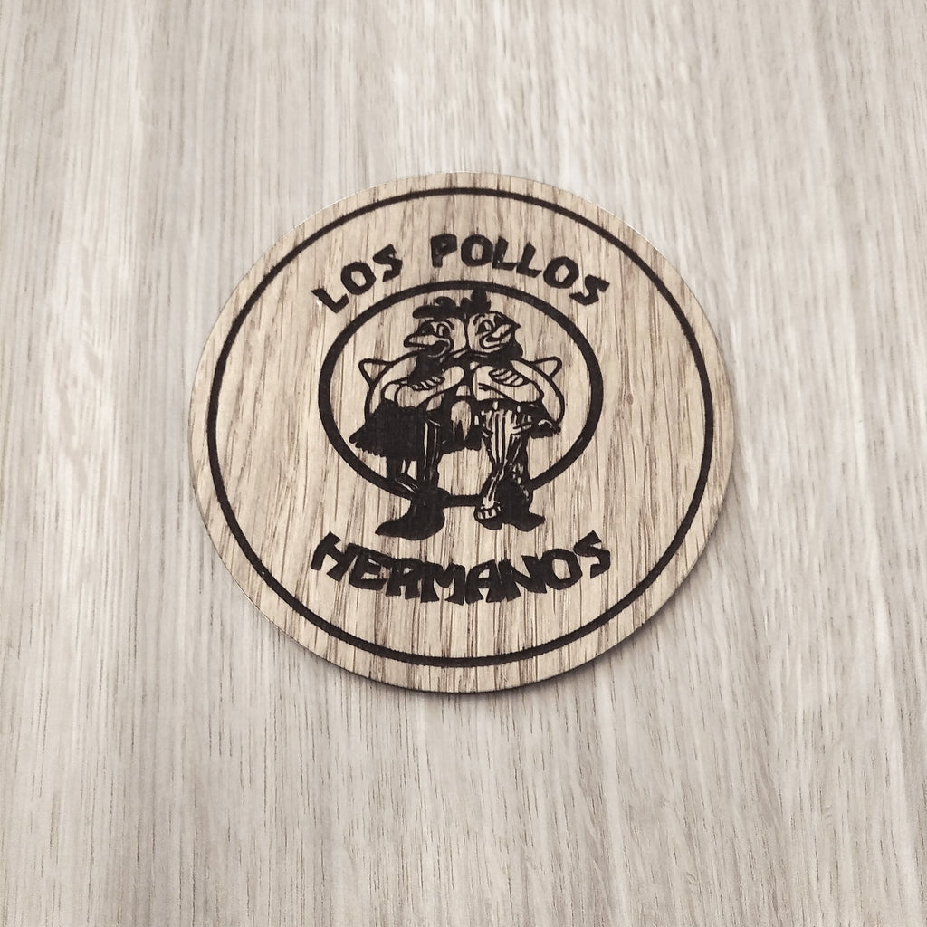 Laser cut wooden coaster personalised. Los Pollos Hermanos