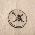 Laser cut wooden coaster. carribbean skull