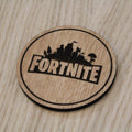 Laser cut wooden coaster. Fortnite