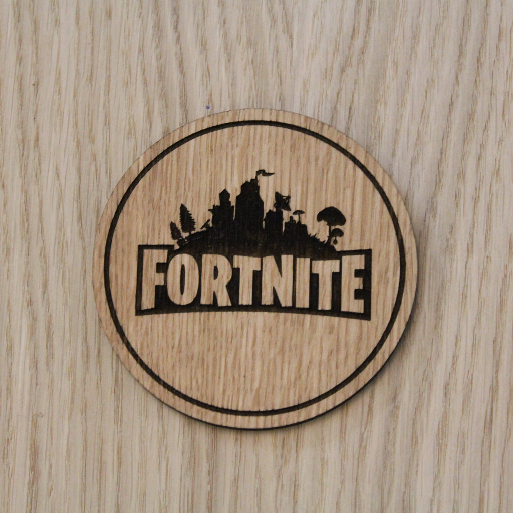 Laser cut wooden coaster. Fortnite