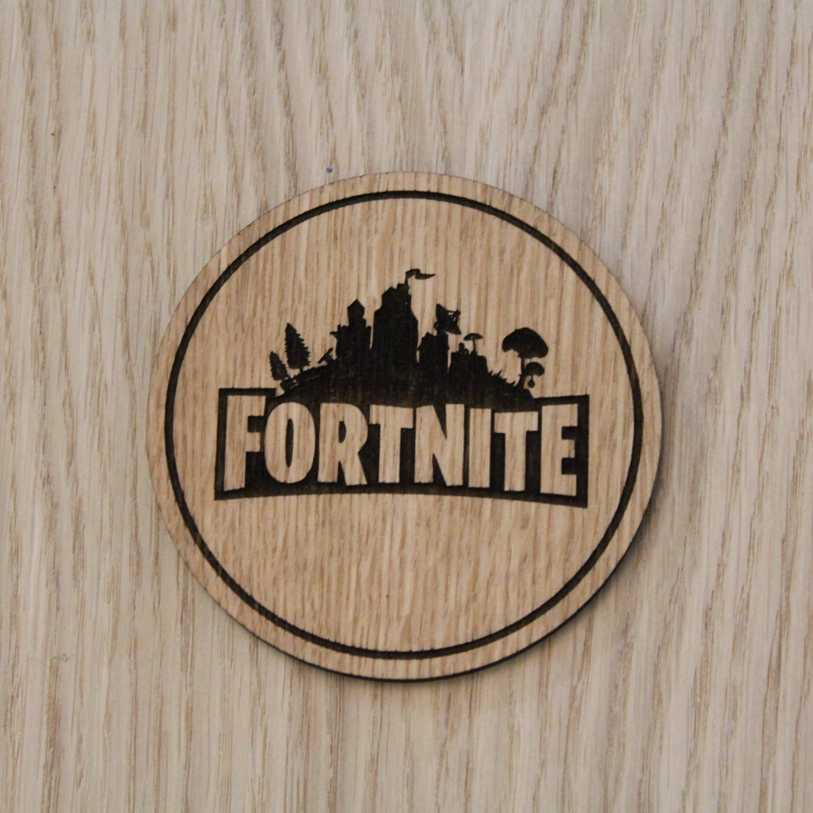 Laser cut wooden coaster. Fortnite