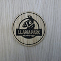 Laser cut wooden coaster personalised. Llama Park pun