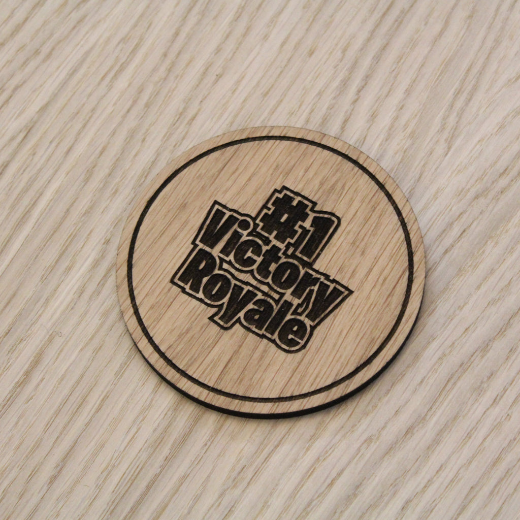 Laser cut wooden coaster personalised. Victory Royale