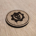 Laser cut wooden coaster. COG