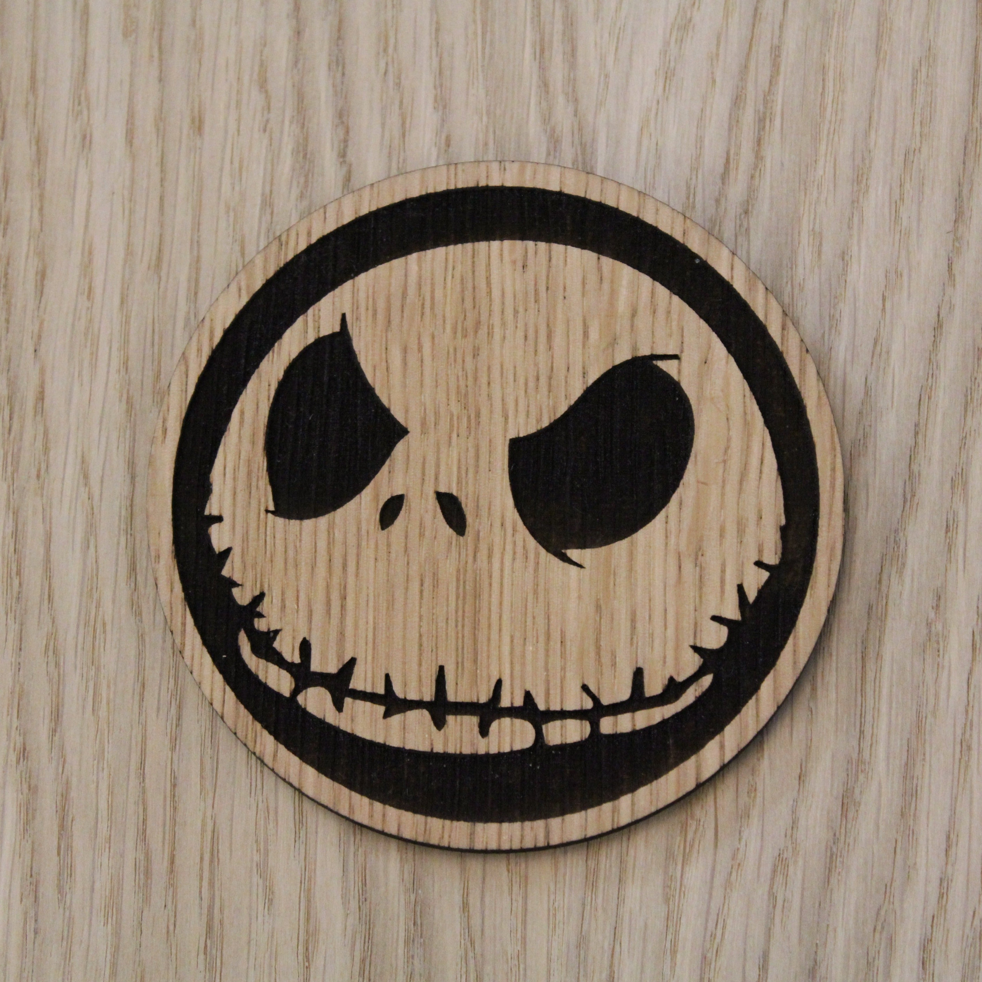 Laser cut wooden coaster. Jack Skellington pumpkin king  Nightmare before Chirstmas