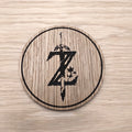 Laser cut wooden coaster personalised. Master Sword