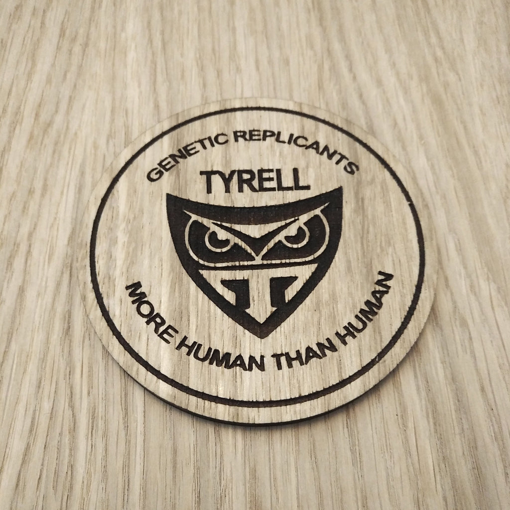 Laser cut wooden coaster. Bladerunner