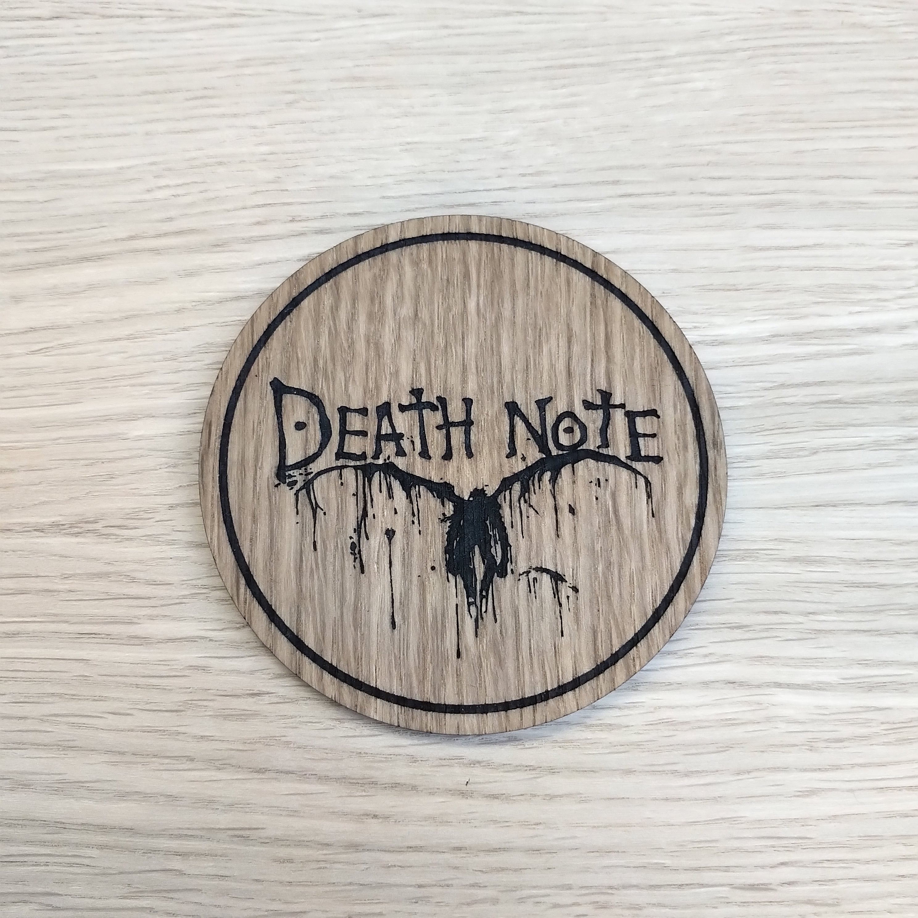 Laser cut wooden coaster. Death Note