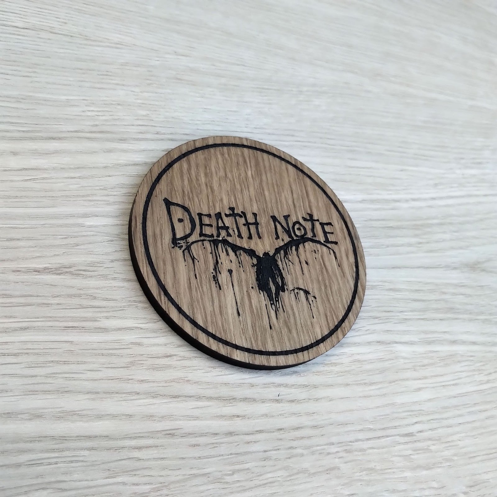 Laser cut wooden coaster. Death Note