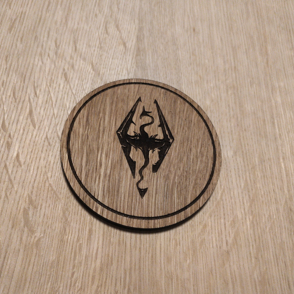 Laser cut wooden coaster. Dragon born Design