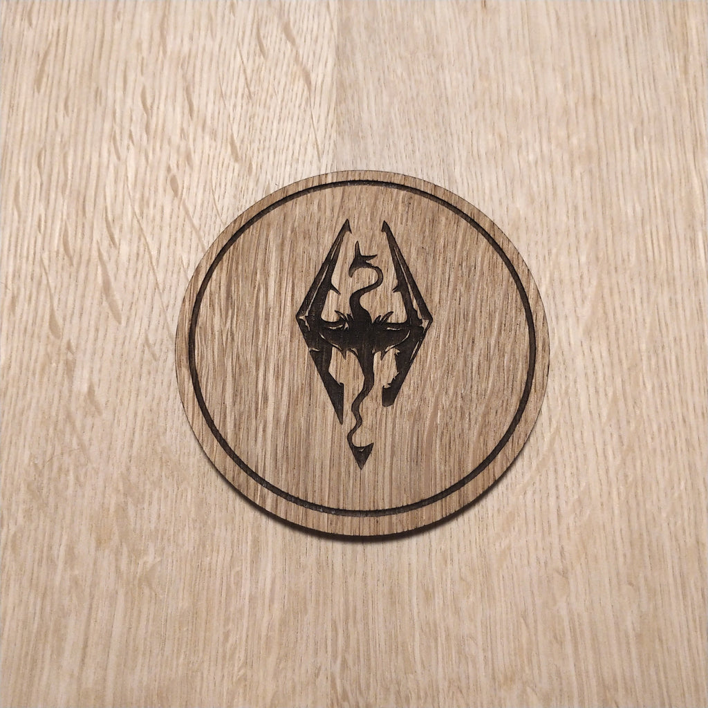 Laser cut wooden coaster. Dragon born Design