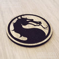 Laser cut wooden coaster. Kombat dragon
