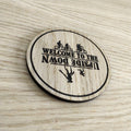 Laser cut wooden coaster personalised. Upside Down