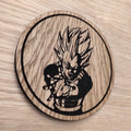 Laser cut wooden coaster personalised. Vegeta