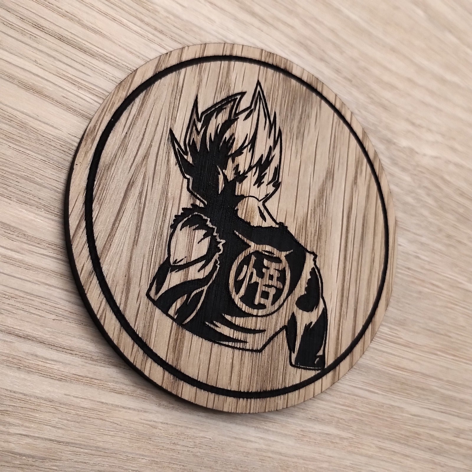 Laser cut wooden coaster personalised. Gouku