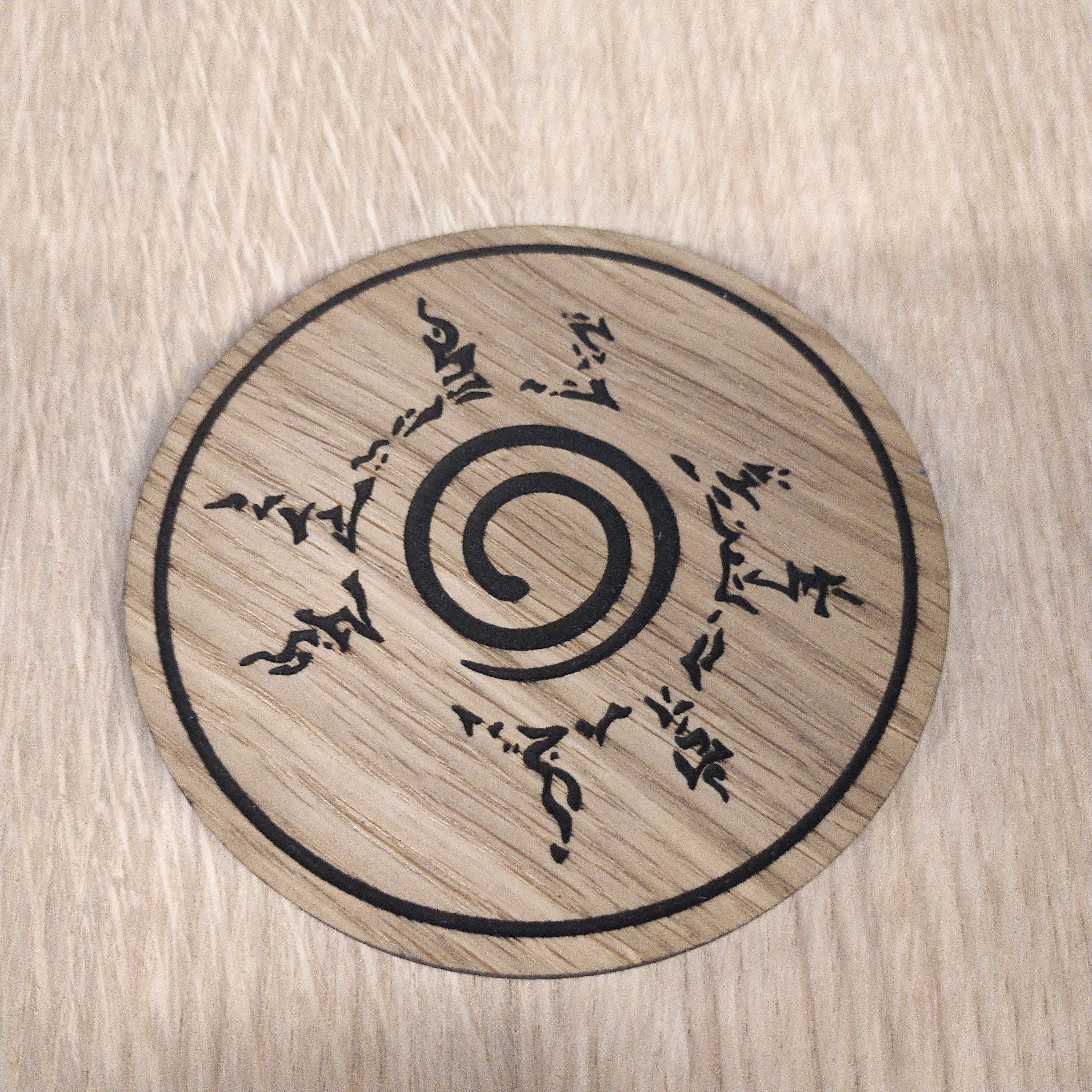 Laser cut wooden coaster. Naruto