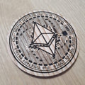 Laser cut wooden coaster personalised. ETH Ethereum Coin Cryptocurrency