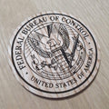 Laser cut wooden coaster personalised. Bureau of Control