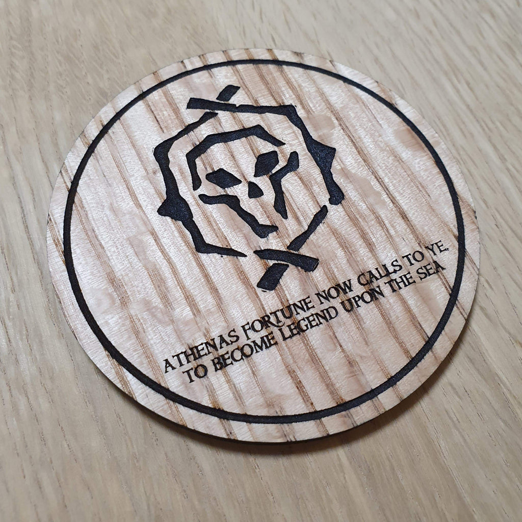 Laser cut wooden coaster personalised. Athena Fortune Treasure