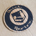 Laser cut wooden coaster personalised. duty call quick revive