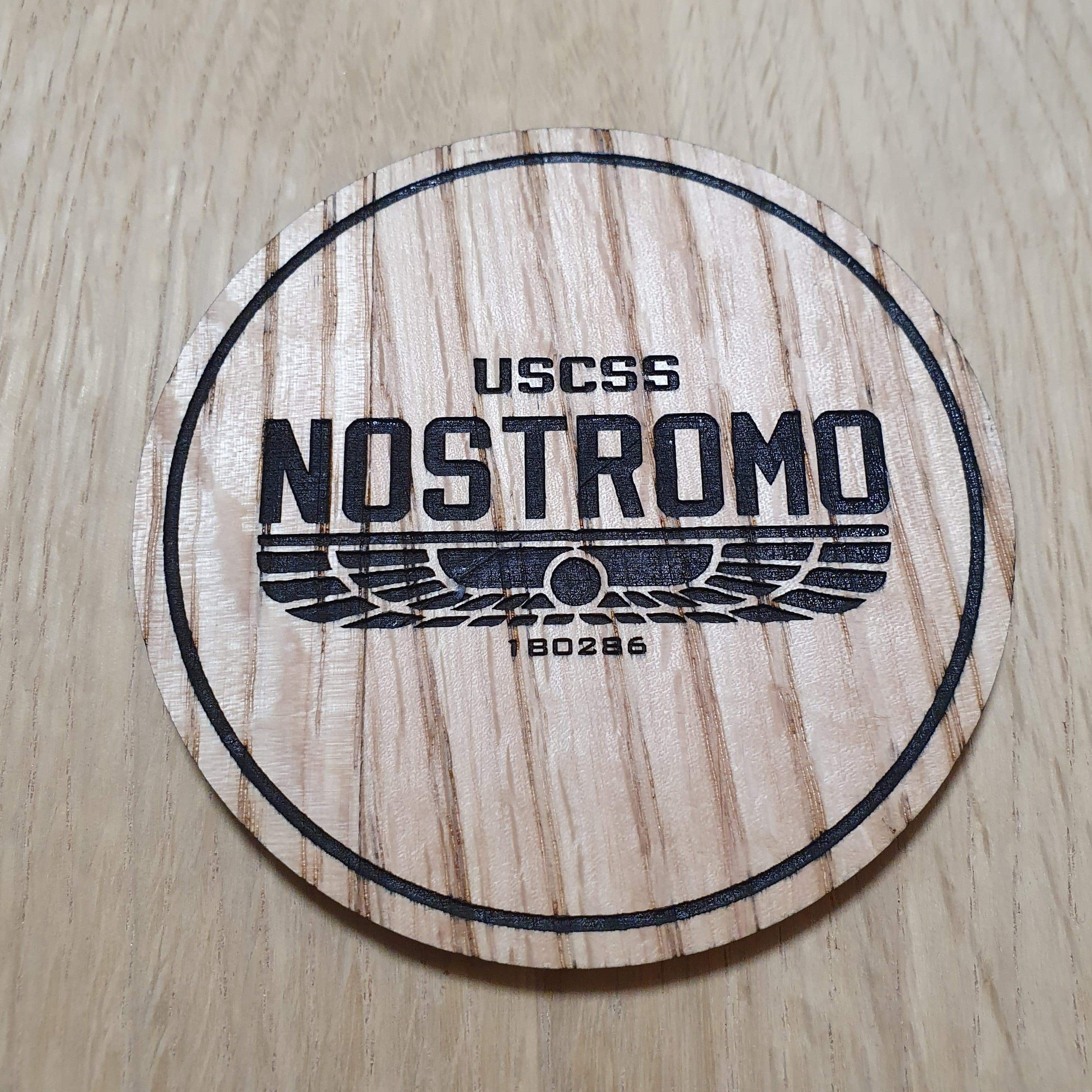 Laser cut wooden coaster personalised. Alien Ship