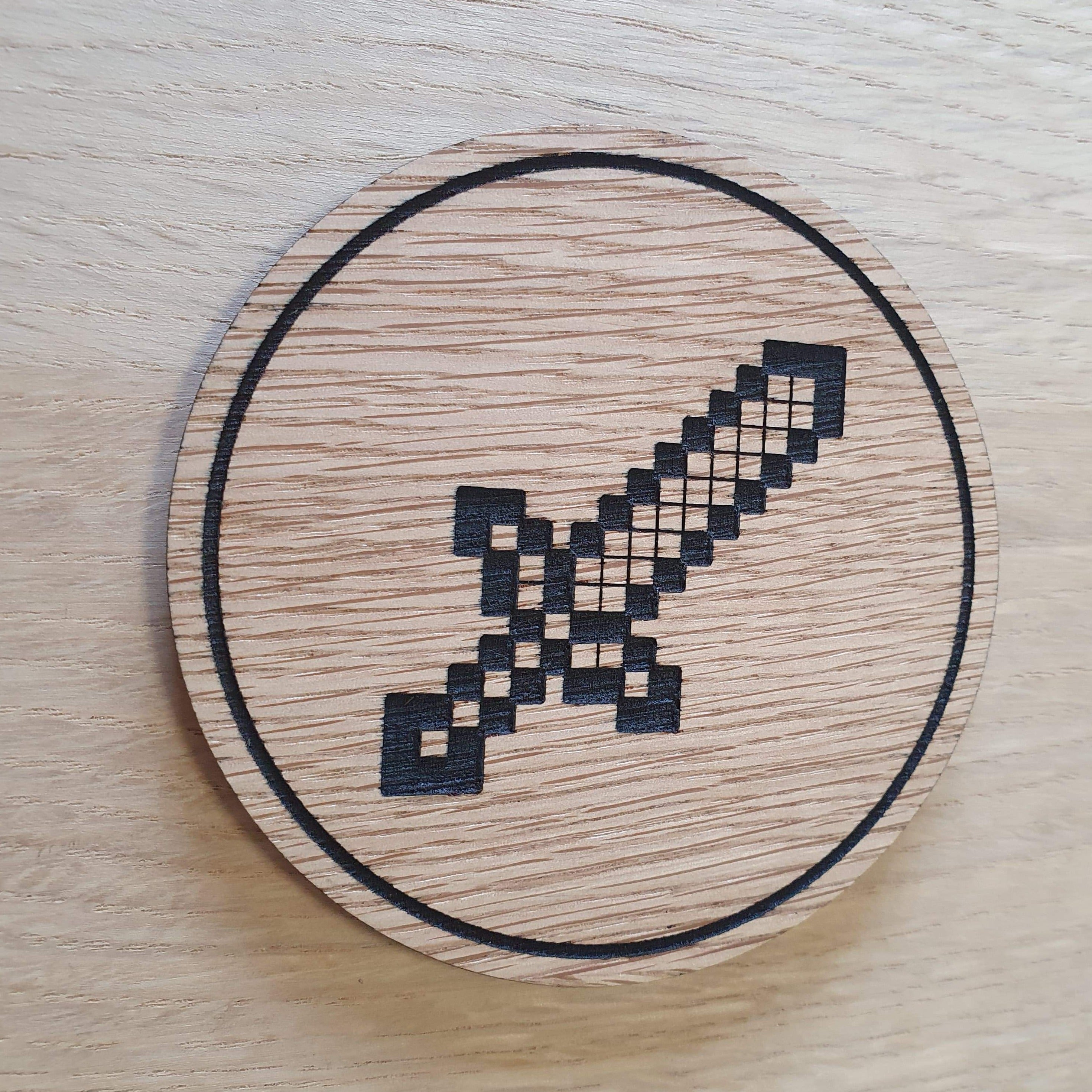 Laser cut wooden coaster personalised. Minecraft Diamond Sword