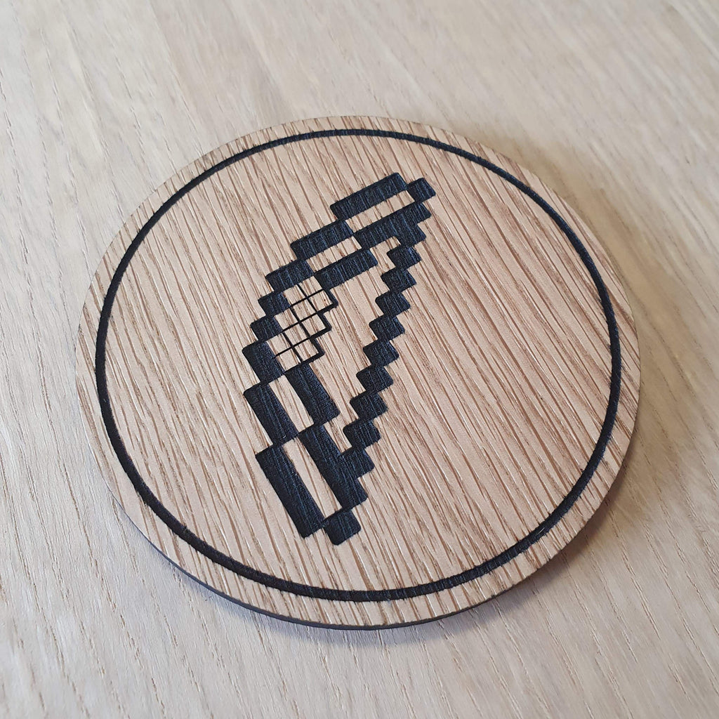 Laser cut wooden coaster personalised. Minecraft Diamond Bow