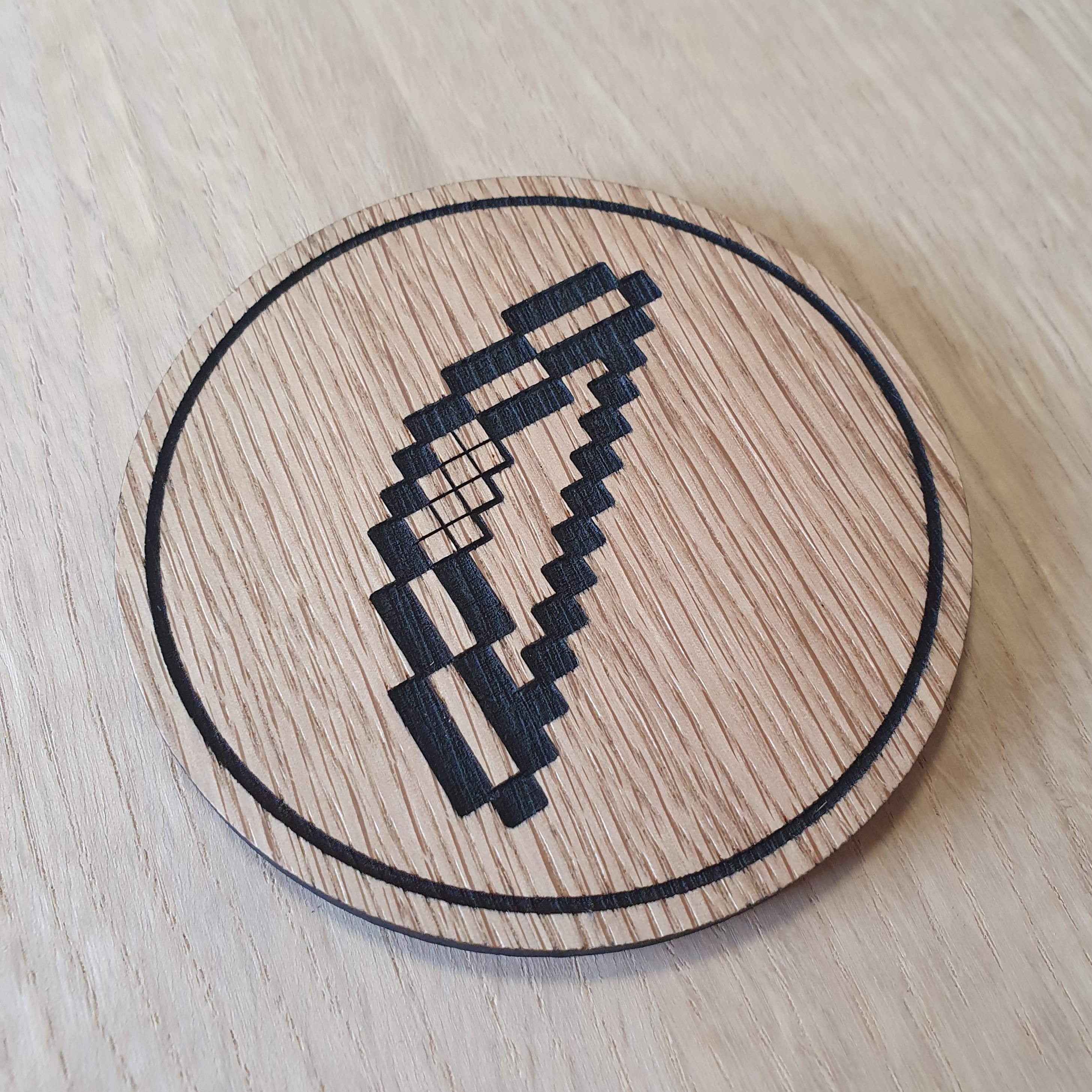 Laser cut wooden coaster personalised. Minecraft Diamond Bow