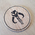 Laser cut wooden coaster personalised. Clan signet