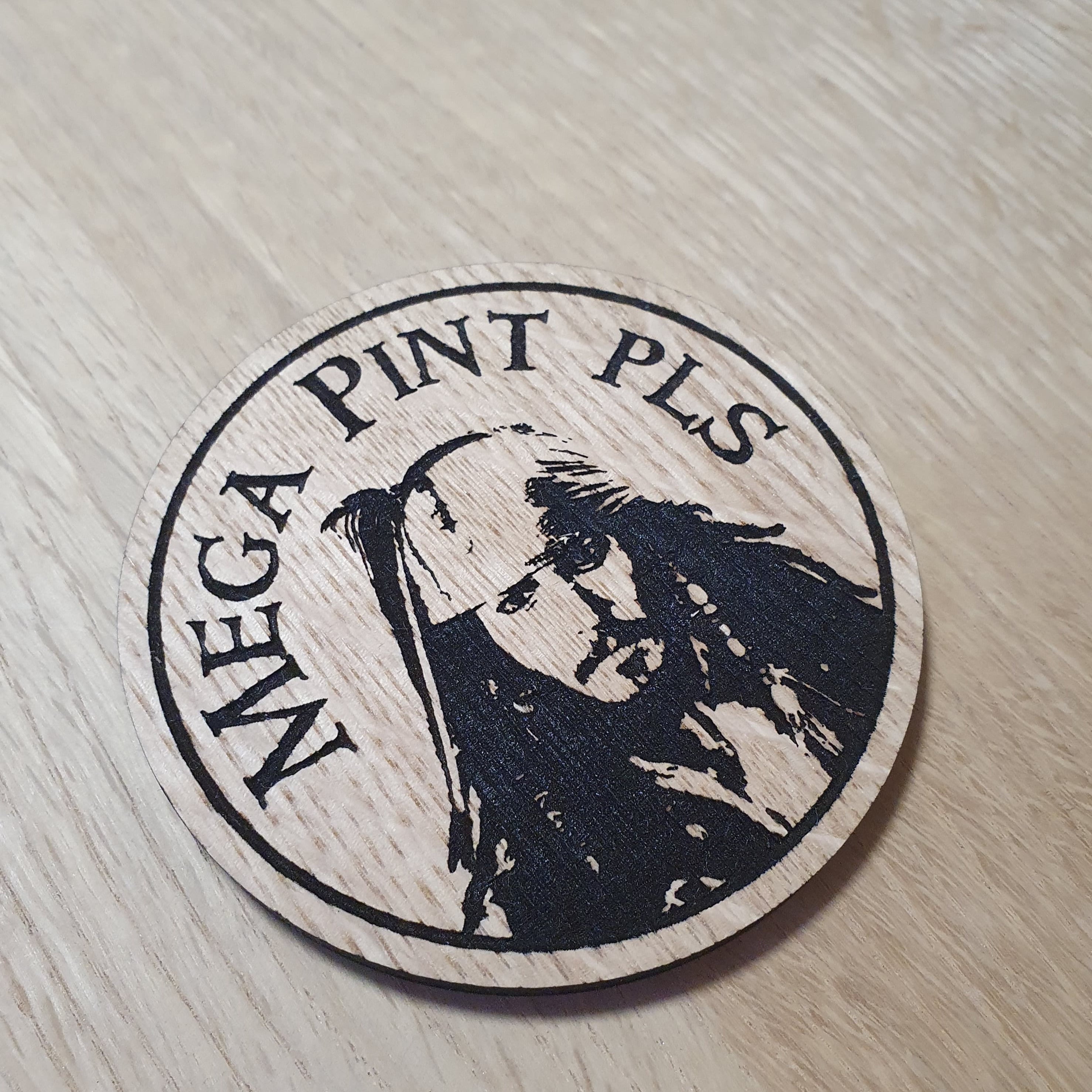 Laser cut wooden coaster personalised.  Depp Heard Mega Pint Pun