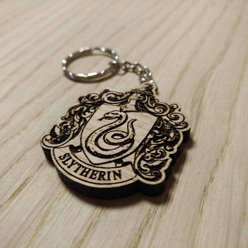 Lasercut wooden keyring keychain. house Slytherin