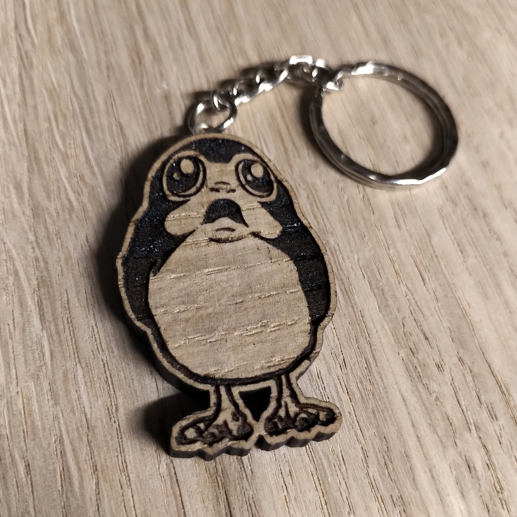 Lasercut wooden keyring keychain. pet Porg