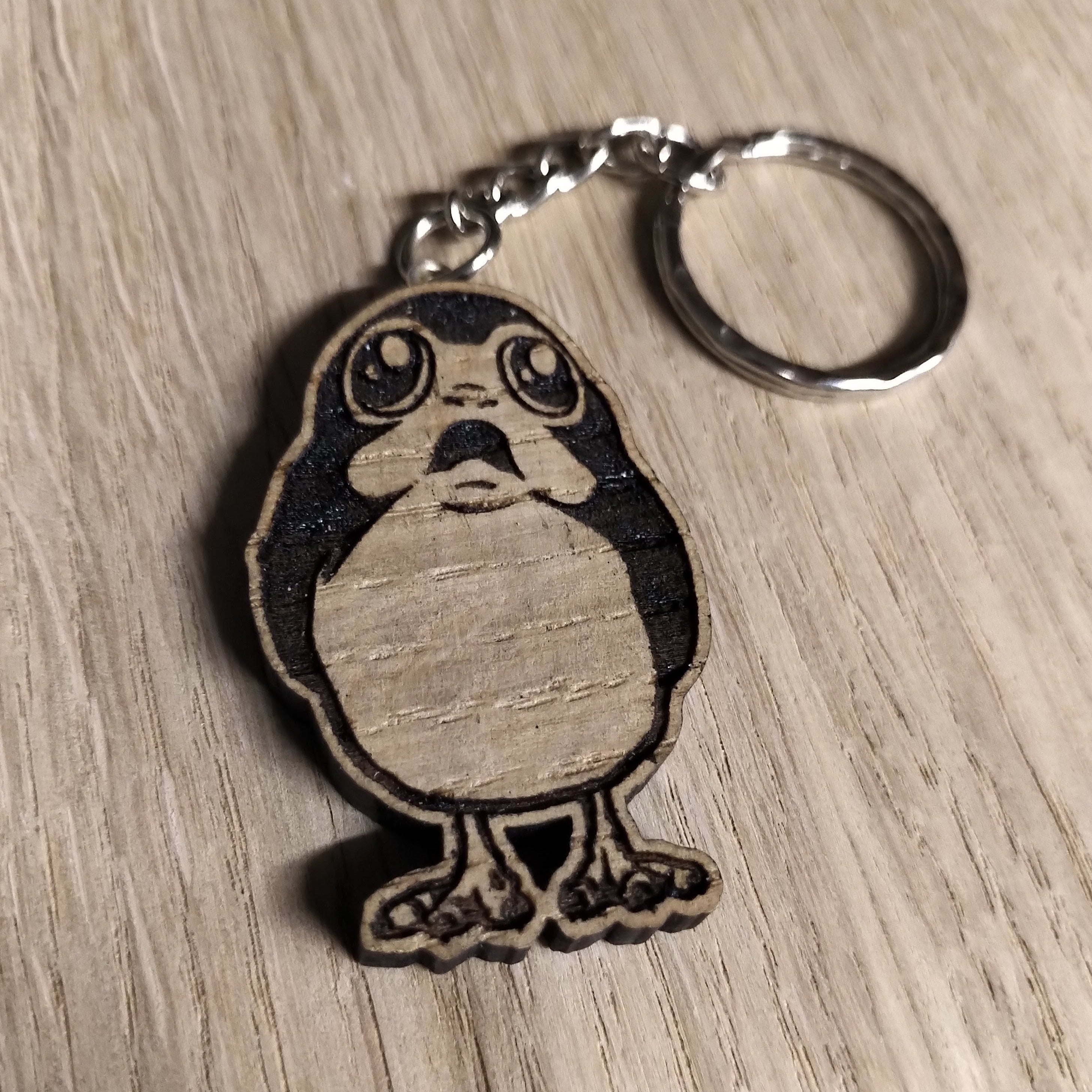 Lasercut wooden keyring keychain. pet Porg