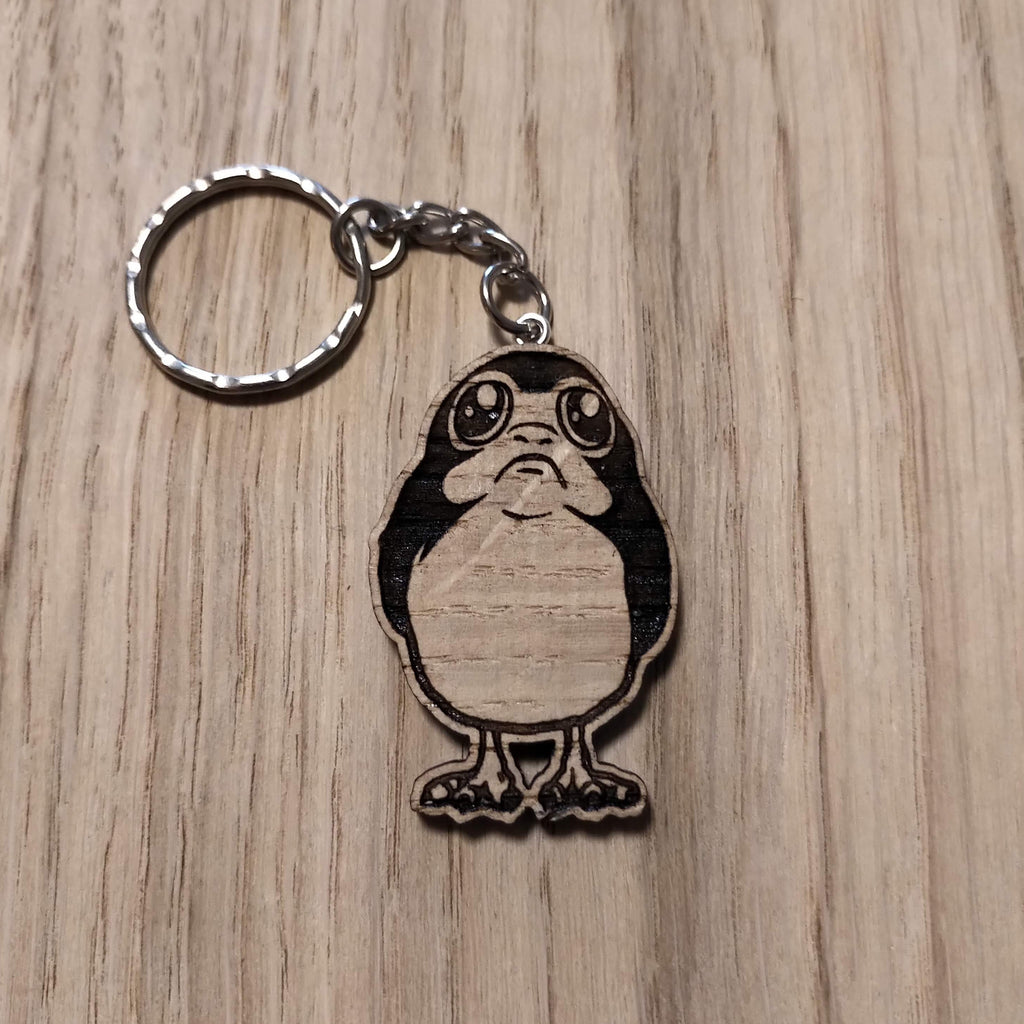 Lasercut wooden keyring keychain. pet Porg