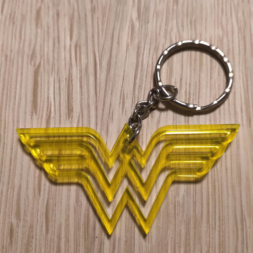 Lasercut acrylic keyring keychain. Wonder Woman