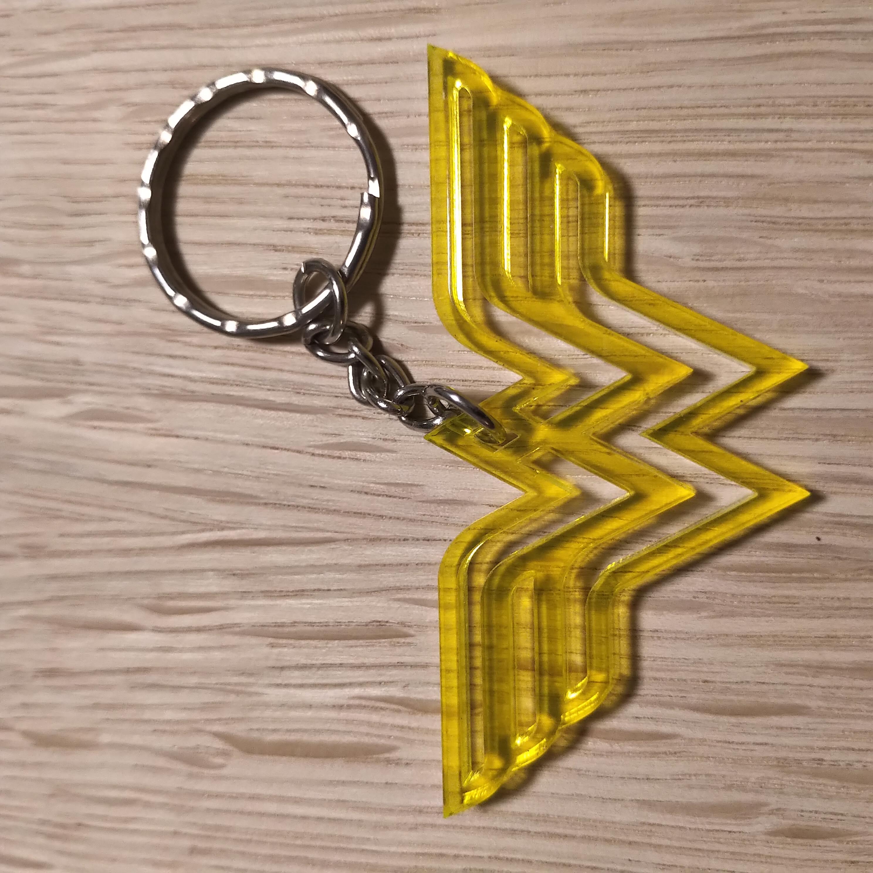 Lasercut acrylic keyring keychain. Wonder Woman