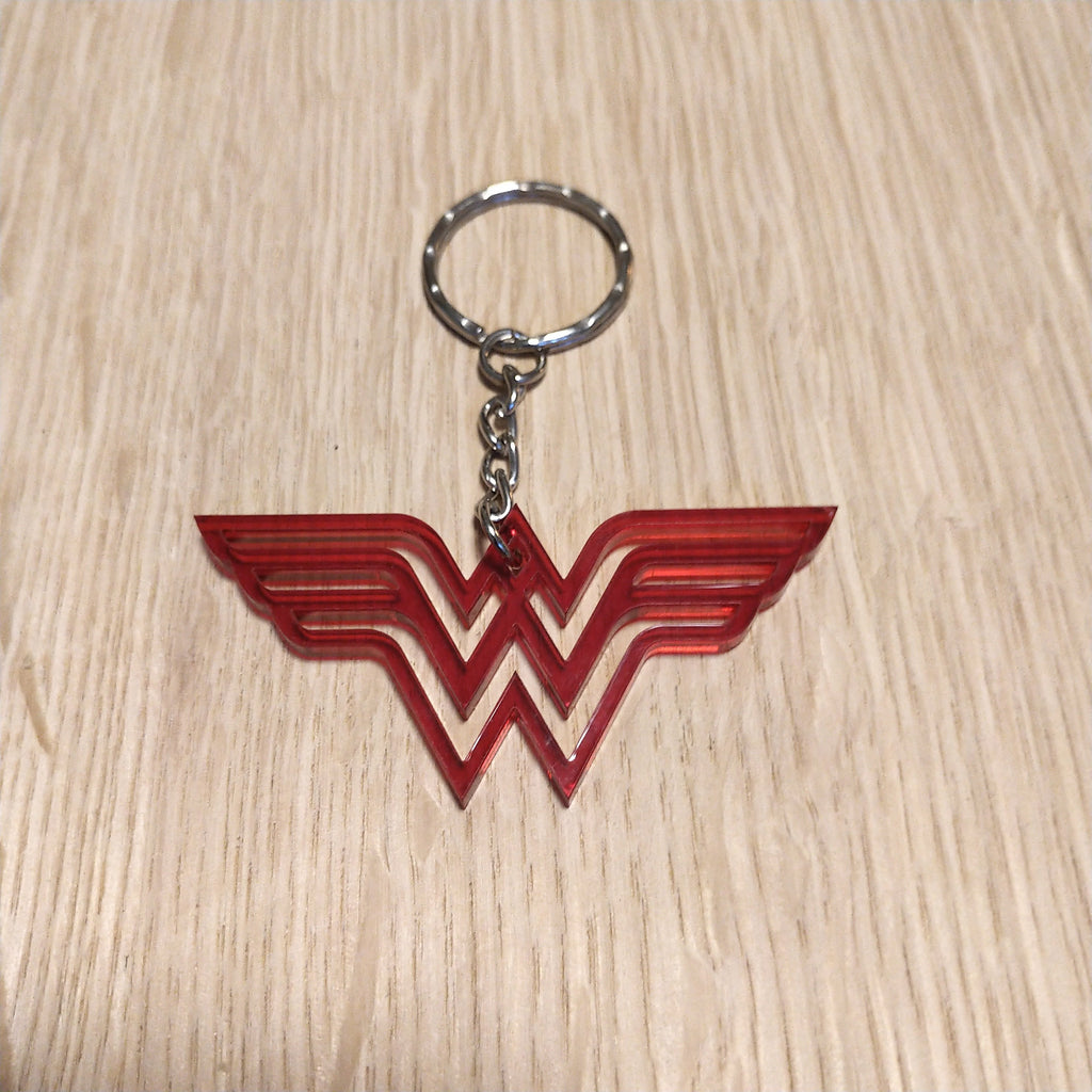 Lasercut acrylic keyring keychain. Wonder Woman