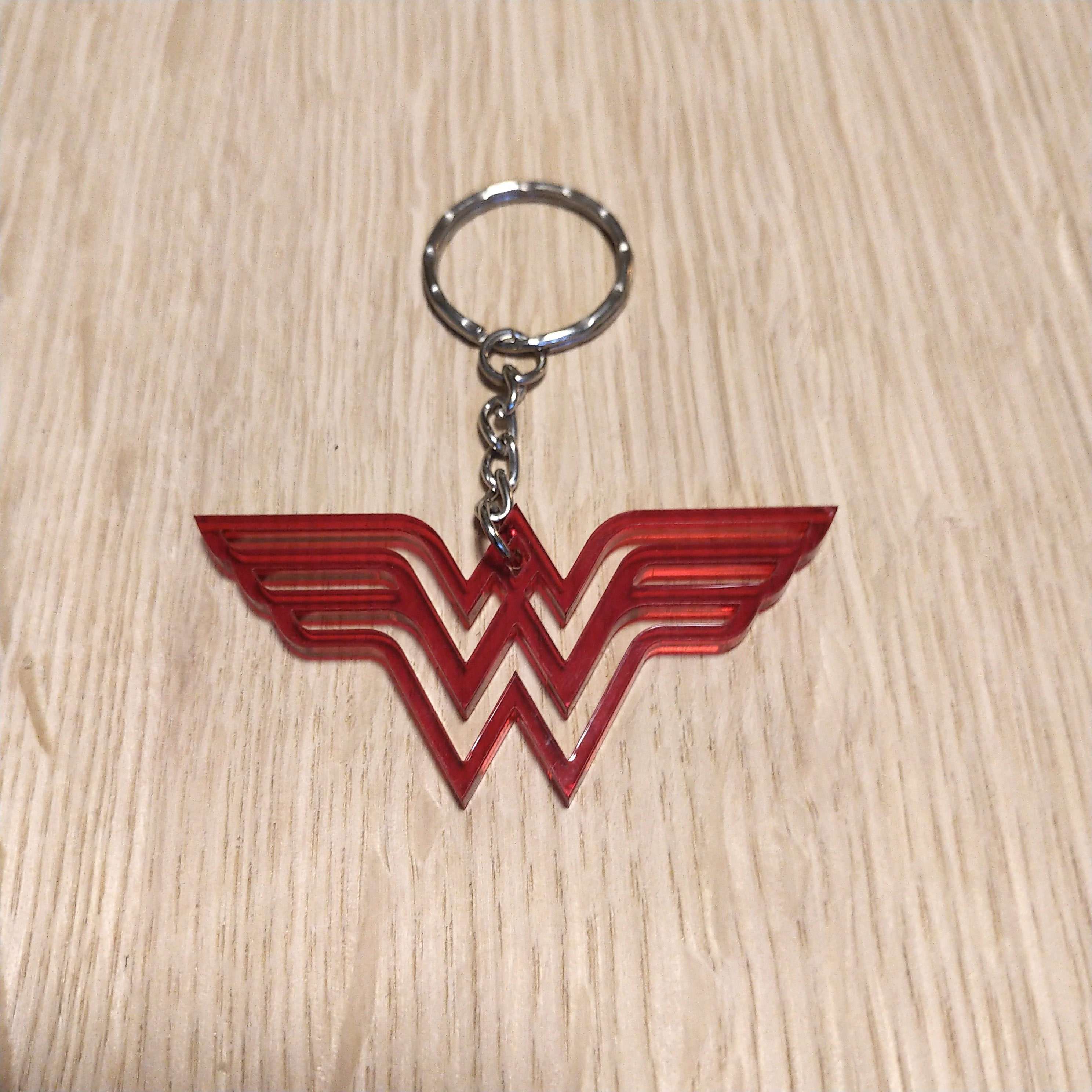Lasercut acrylic keyring keychain. Wonder Woman