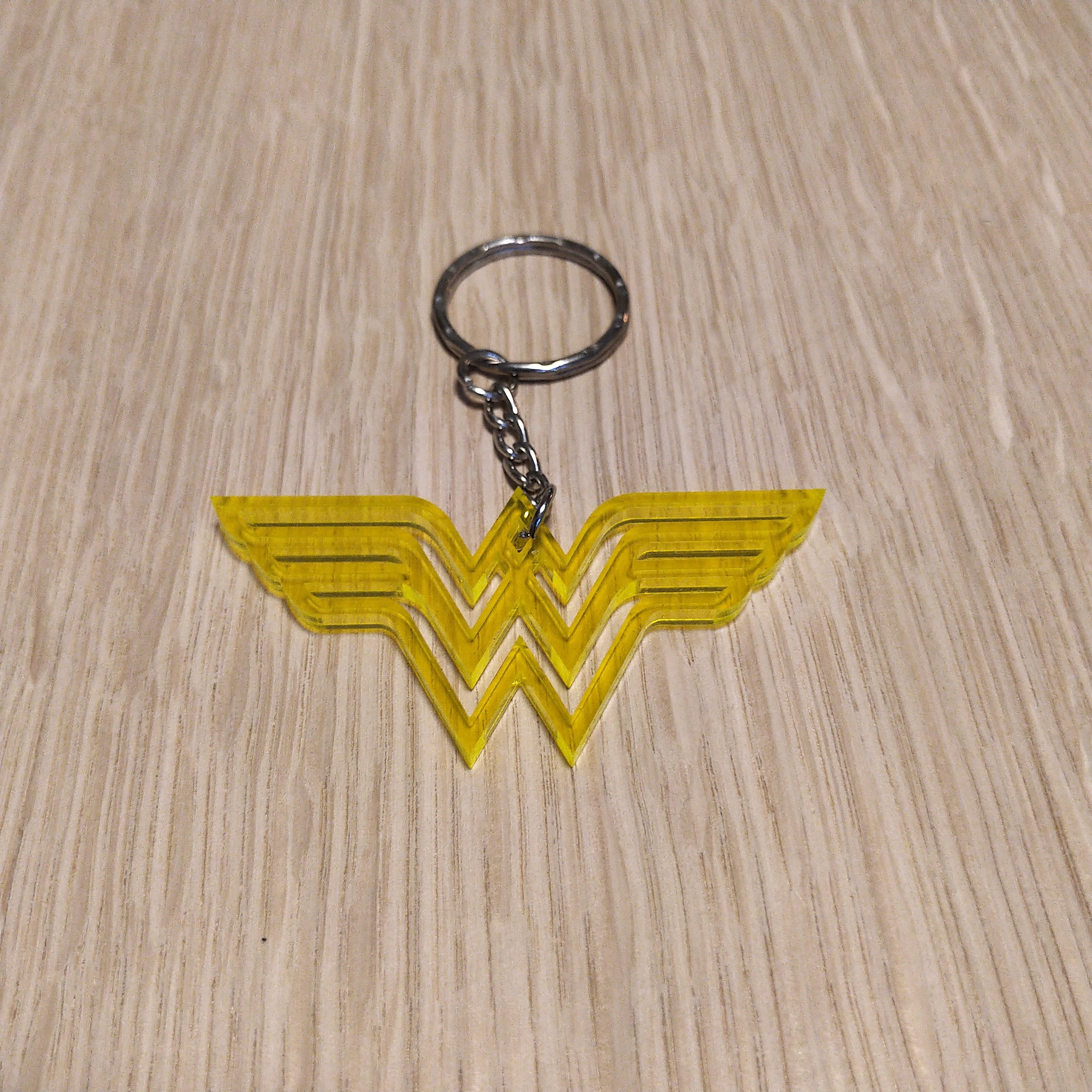 Lasercut acrylic keyring keychain. Wonder Woman