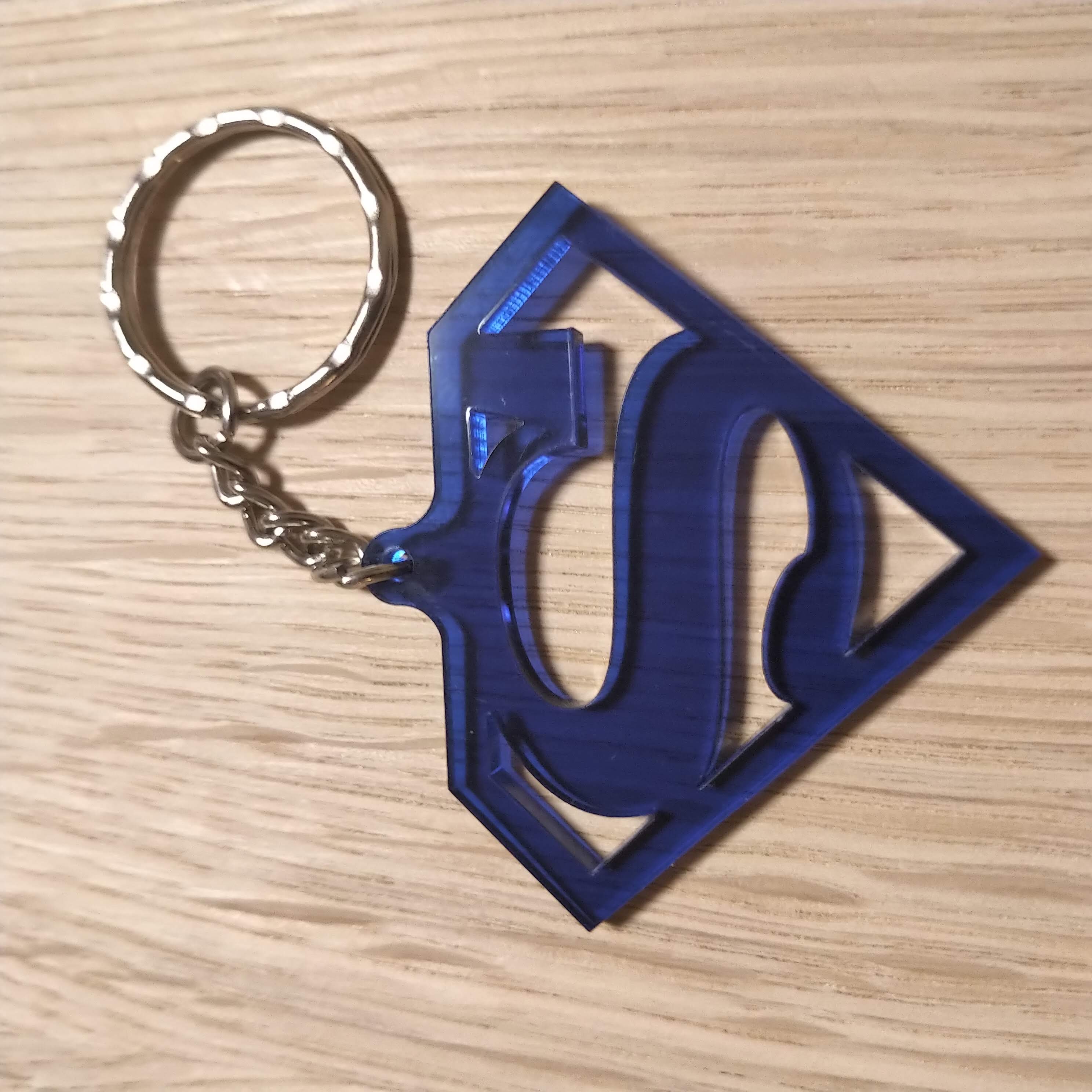 Lasercut acrylic keyring keychain. Superman